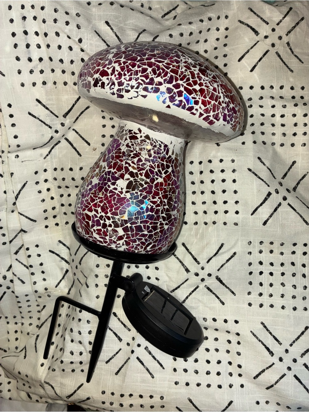 Iridescent Mosaic Mushroom Solar Garden Stake